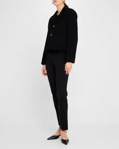 Max Mara Aureo Button-down Tweed Jacket In Black