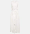 MAX MARA AUREO LINEN TWILL MIDI WRAP DRESS