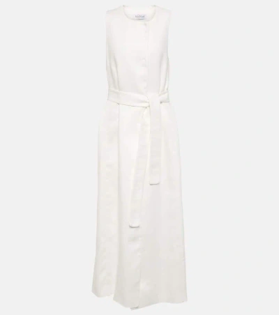 Max Mara Aureo Belted Linen Shirtdress In White