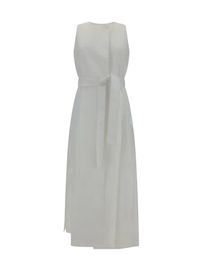 Max Mara Aureo Long Dress In Bianco