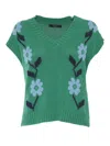 Max Mara Austria Green Knitted Waistcoat In Green