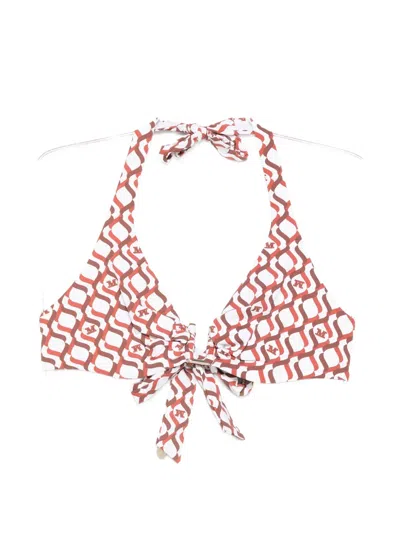 Max Mara Avena Geometric-pattern Tie Bikini Top In White