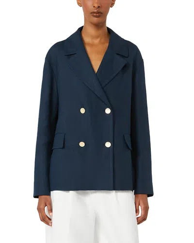 Max Mara Avenue Linen Jacket In Blue