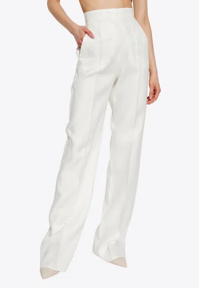 Max Mara Aversa Linen Straight-leg Tailored Pants