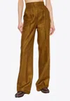 Max Mara Aversa Linen Straight-leg Tailored Pants In Brown