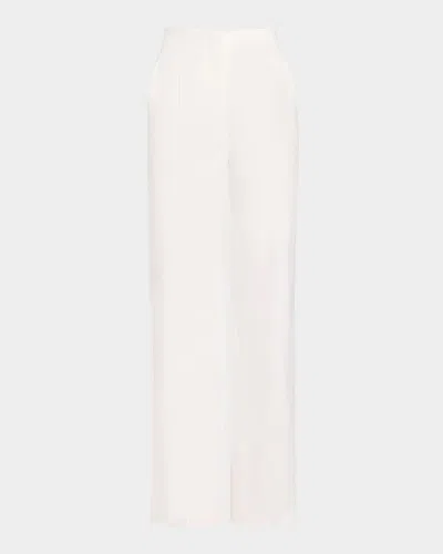 Max Mara Brusson Pleated Linen Wide-leg Pants In White