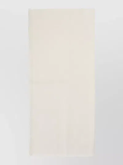 Max Mara Avetusta M Logo Scarf Fringed Edges In White