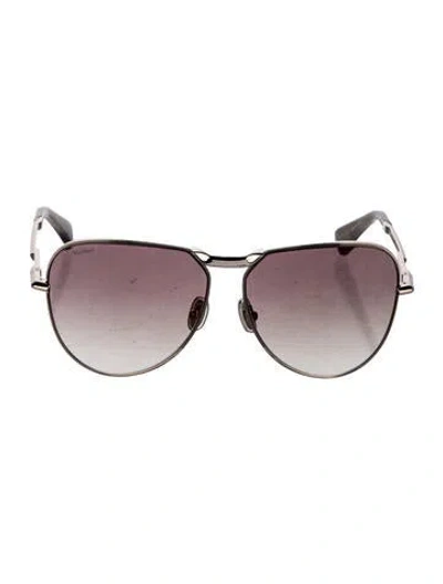Pre-owned Max Mara Aviator Gradient Sunglasses In Brown/gold