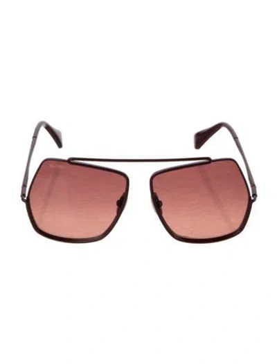 Pre-owned Max Mara Aviator Gradient Sunglasses In Burgundy