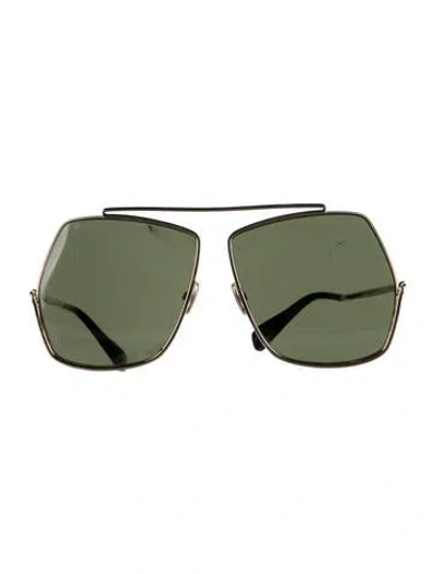 Pre-owned Max Mara Aviator Tinted Sunglasses In Black/gold