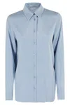 Max Mara 'avion' Shirt In Sky Blue Stretch Silk Cady In Blue