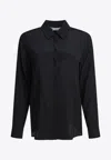 Max Mara Relaxed Fit Black Silk-elastane Blend Shirt In Black