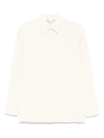 Max Mara 'avion' Shirt In Ivory Stretch Silk Cady In Gold