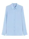 Max Mara 'avion' Shirt In Sky Blue Stretch Silk Cady