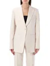 Max Mara Ivory Linen Boemia Blazer In White