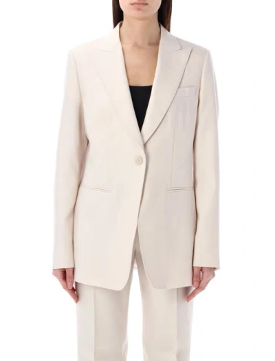 Max Mara Ivory Linen Boemia Blazer In Purple