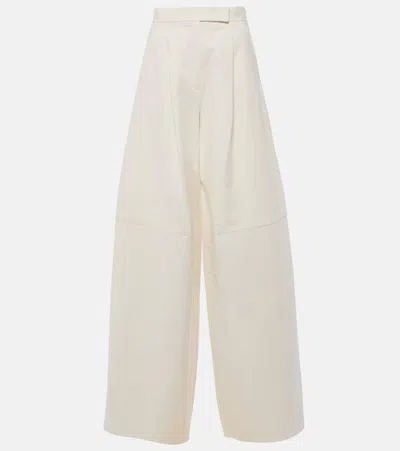 Max Mara Avoriaz Cotton-blend Wide-leg Pants In White