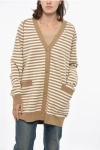 Max Mara Awning Striped Tenore Cardigan In Brown