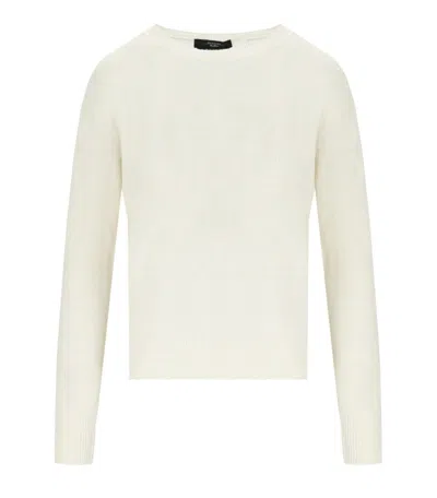 Max Mara Azteco White Crewneck Sweater In Neutral