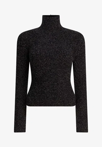 MAX MARA AZULENE KNITTED CASHMERE-BLEND HIGH-NECK SWEATER