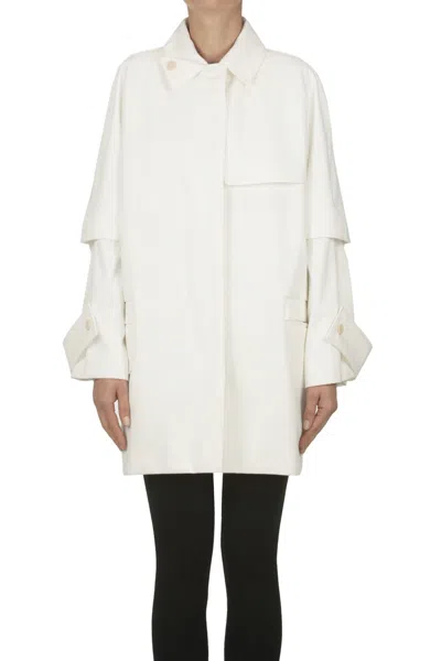 Max Mara Layered Sleeve Coat Featuring Button Detail In White