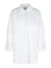 Max Mara Layered Sleeve Coat Featuring Button Detail In White