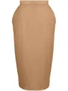 Max Mara Babele Dart-detail Brushed Midi Skirt In Neutral