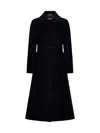 Max Mara Baby Straight Hem Belted Coat In Nero