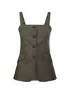 Max Mara Bacca Check-pattern Button-front Top In Green