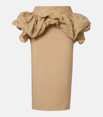 Max Mara Baccano Peplum Pencil Skirt In Brown
