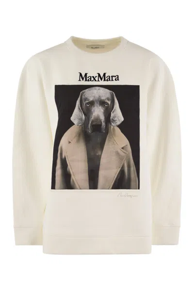 Max Mara Women's Bacco - Cotton Sweatshirt With Wegman Print In Ivory/sand