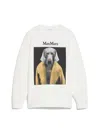 Max Mara Bacco Cotton Sweatshirt With Wegman Print In Bianco Avorio