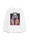 Max Mara Bacco Cotton Sweatshirt With Wegman Print In Bianco Avorio
