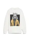 Max Mara Bacco Cotton Sweatshirt With Wegman Print In Bianco Avorio