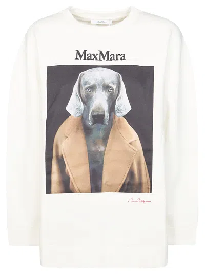 Max Mara Bacco Felpa Girocollo Cane Cappuccio In White