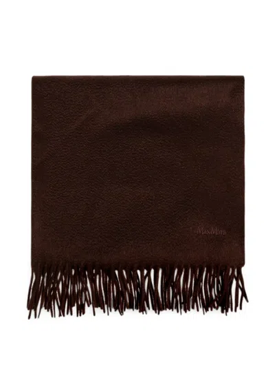 Max Mara Baci Fringed Cashmere Scarf In Brown