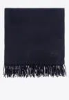 Max Mara Baci Logo-embroidered Cashmere Scarf In Navy