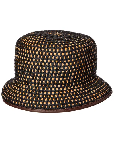 Max Mara Bacino Leather-trim Hat In Yellow