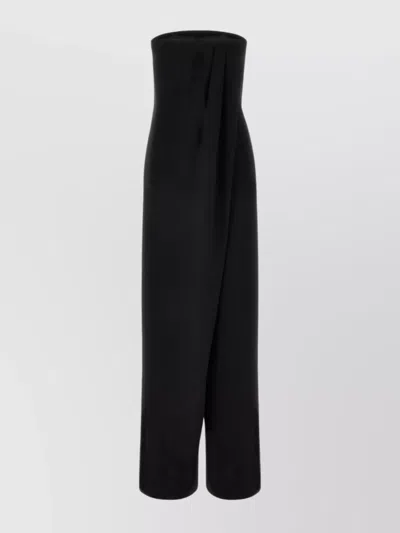 Max Mara Back And Front Draped High Waist Jumpsuit In Black