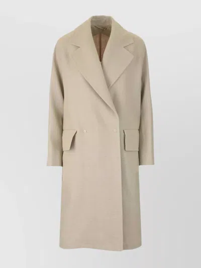 MAX MARA BACK BELTED DOUBLE-BREASTED COAT WITH BUTTON DETAILING