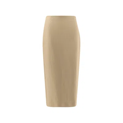 Max Mara Back Slit Midi Skirt In Brown