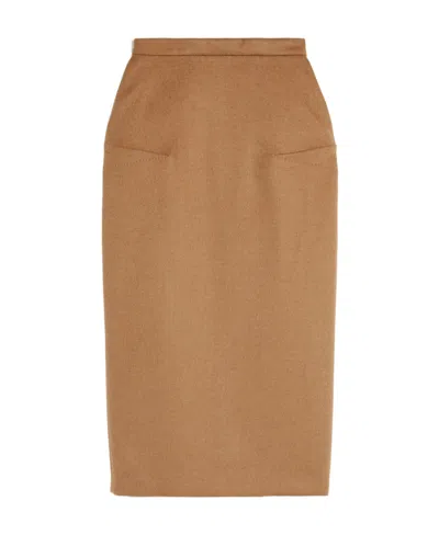 MAX MARA BABELE DART-DETAIL BRUSHED MIDI SKIRT