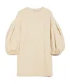 Max Mara Crew Neck Monogram Pattern Puffed Sleeves Dress In Nude