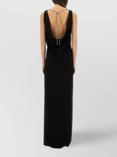 Max Mara Backless Maxi Dress Metallic Strap Detail In Black