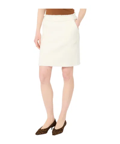 Max Mara Back-slit Skirt In White
