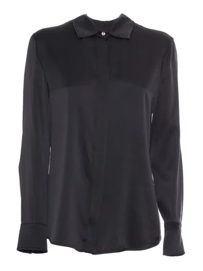 Max Mara Xero Button-down Silk Satin Shirt In Black