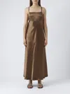 Max Mara Baden Satin Sleeveless Flared Midi Dress In Brown