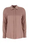 Max Mara Studio Pink Stretch Satin Baden Shirt In Pink