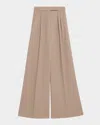 Max Mara Baden Pleated Wide-leg Wool Pants In Brown