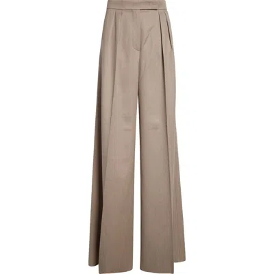 Max Mara Baden Virgin Wool Twill Wide Leg Pants In Brown